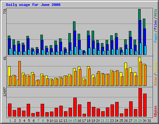 Daily usage for June 2008