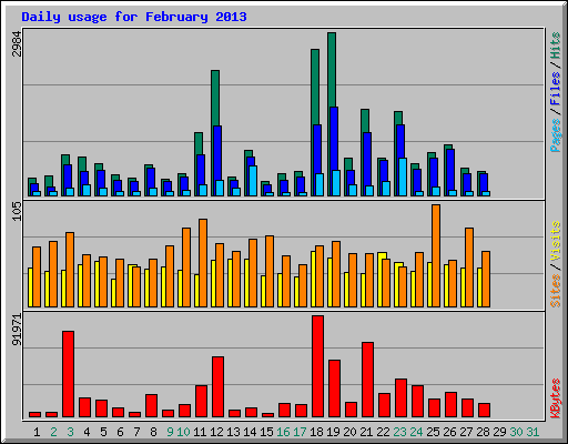 Daily usage for February 2013