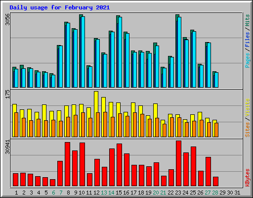 Daily usage for February 2021