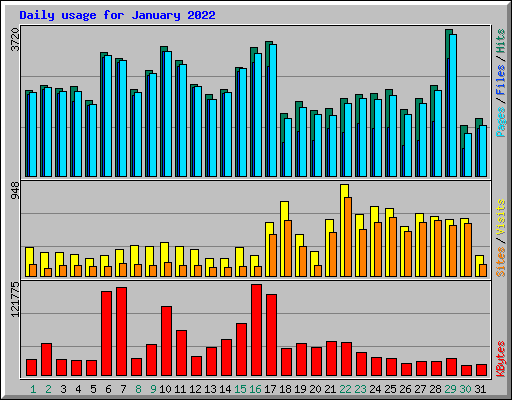 Daily usage for January 2022