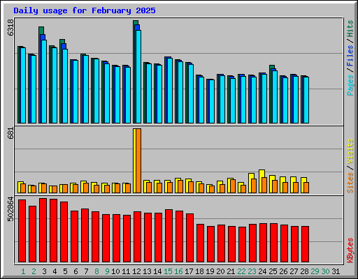 Daily usage for February 2025