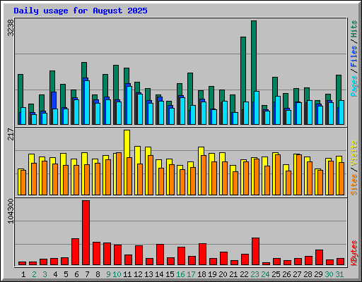 Daily usage for August 2025