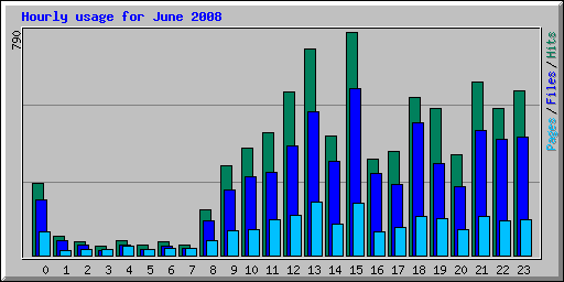 Hourly usage for June 2008