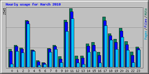 Hourly usage for March 2010