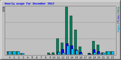 Hourly usage for December 2012